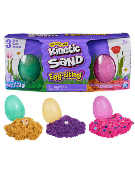 Kinetic Sand Egg-citing 3-Pack 6oz Egg Toy Sand