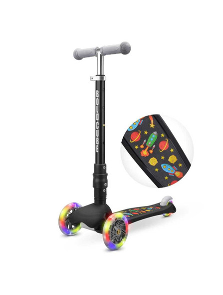 Bold Cube Black Rocket Teeny Fold 3 Wheel Scooter Flashing Wheels