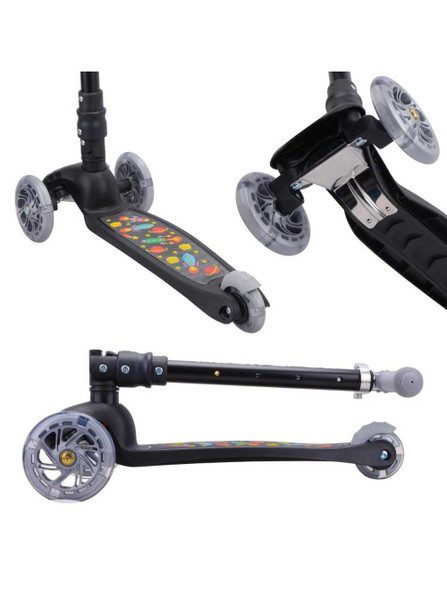 Bold Cube Black Rocket Teeny Fold 3 Wheel Scooter Flashing Wheels