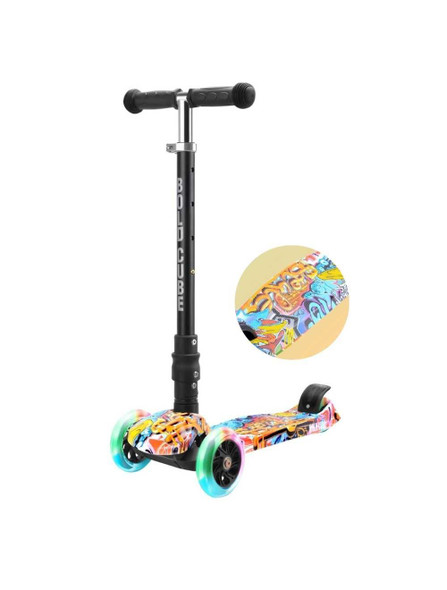 Bold Cube Foldable Street Graffiti Big 3 Wheel Scooter Flashing Wheels