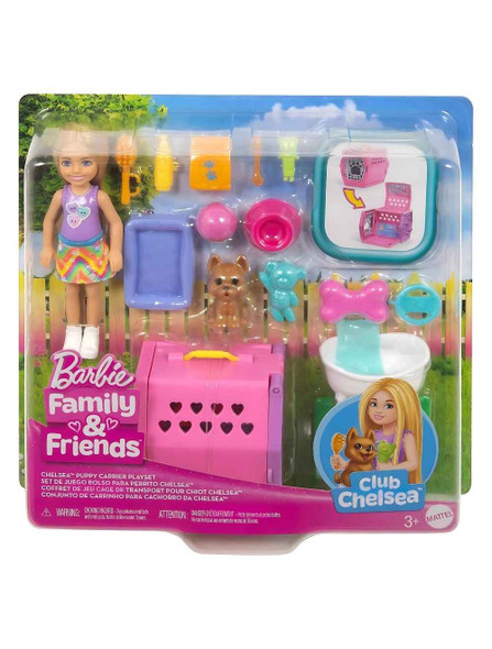 Barbie Family & Friends Chelsea Puppy Carrier Playset w/ Small Dog & Accessories
