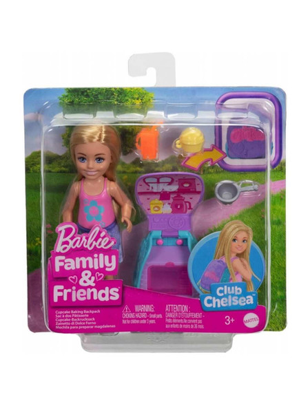 Barbie Famiy & Friends Chelsea Cupcake Baking Backpack Chelsea Doll with Accessories