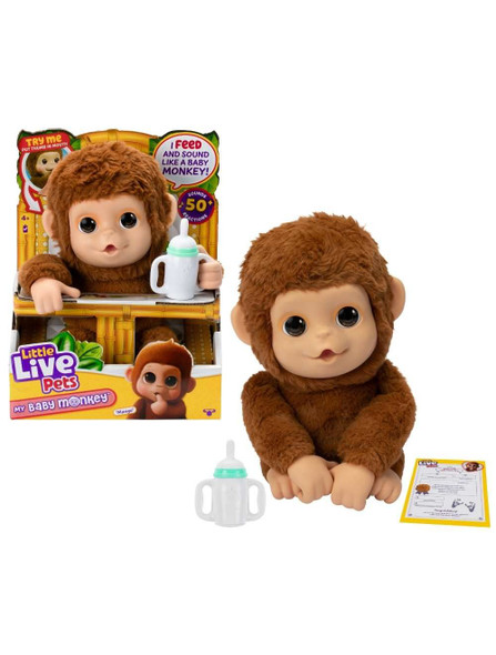 Little Live Pets Baby Monkey Mango Interactive Soft Plush w/ Sounds & Reactions