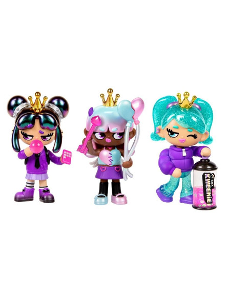 XOX Kweenie 3-Pack Fearless Kweens Series 4" Collectible Figure w/ Display Case 