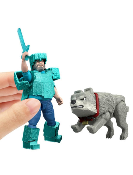 Minecraft The Movie Steve and Wolf 4" 2-Pack Collectible Action Figure