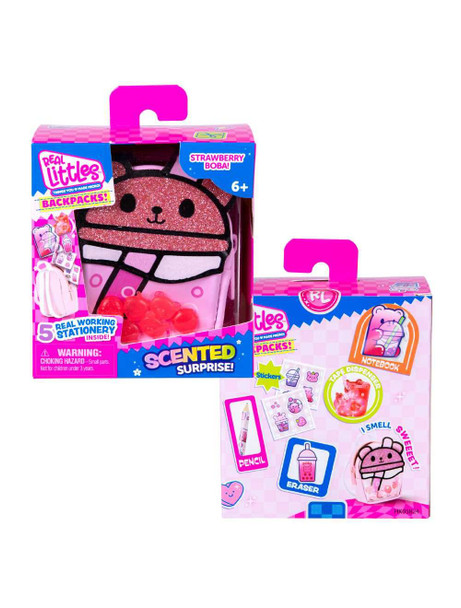 Real Littles S9 Scented Mini Backpack Strawberry Boba Design With Mini Stationery