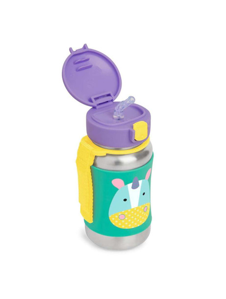 Skip Hop Zoo Stainless Steel Straw Bottle- Unicorn Design