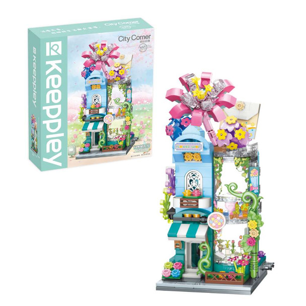 Keepplay City Corner Greenness Flower Store Building Blocks