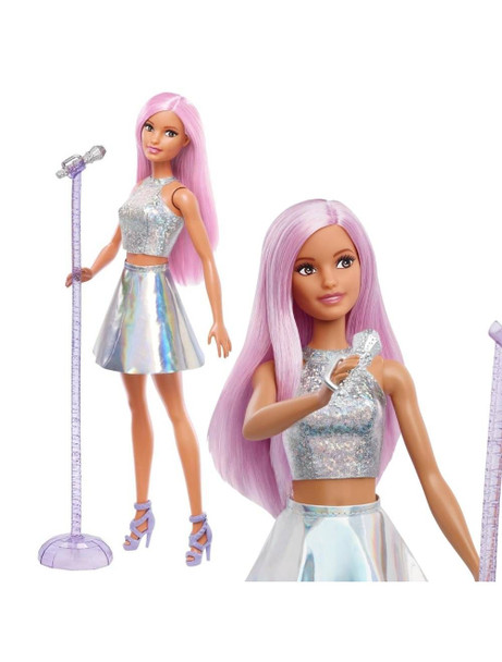 Barbie Career Doll Pop Star Fashion Doll w/ Microphone & Pink Hair