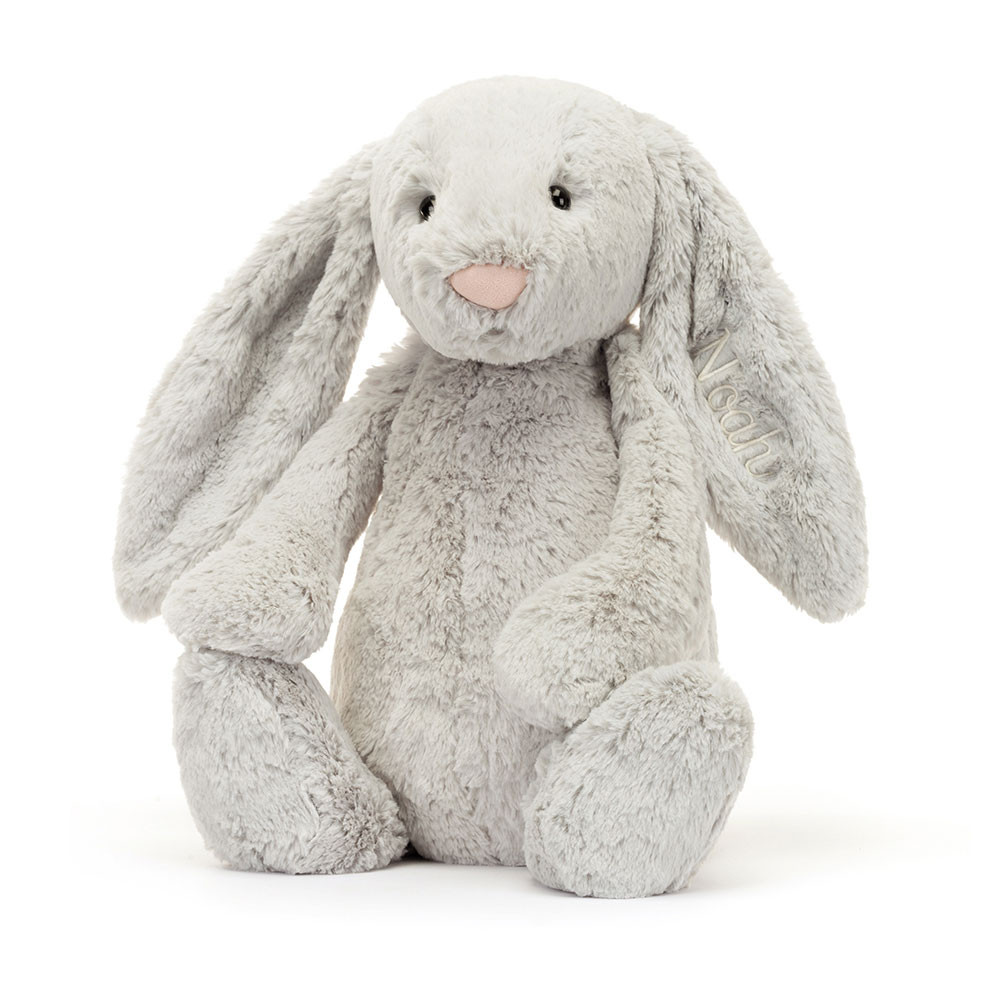 Personalised Bashful Silver Bunny Huge, View 4