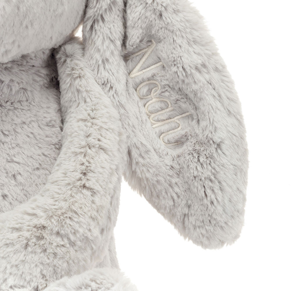 Personalised Bashful Silver Bunny Huge, Main View