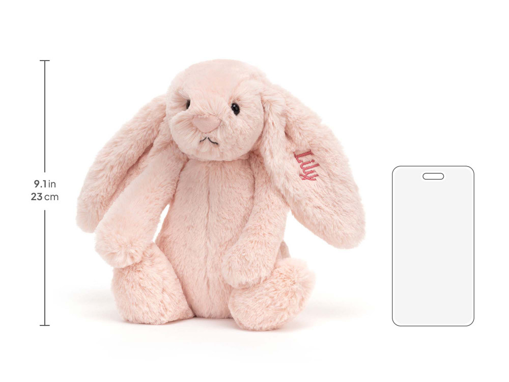 Personalized Bashful Blush Bunny Medium, size chart