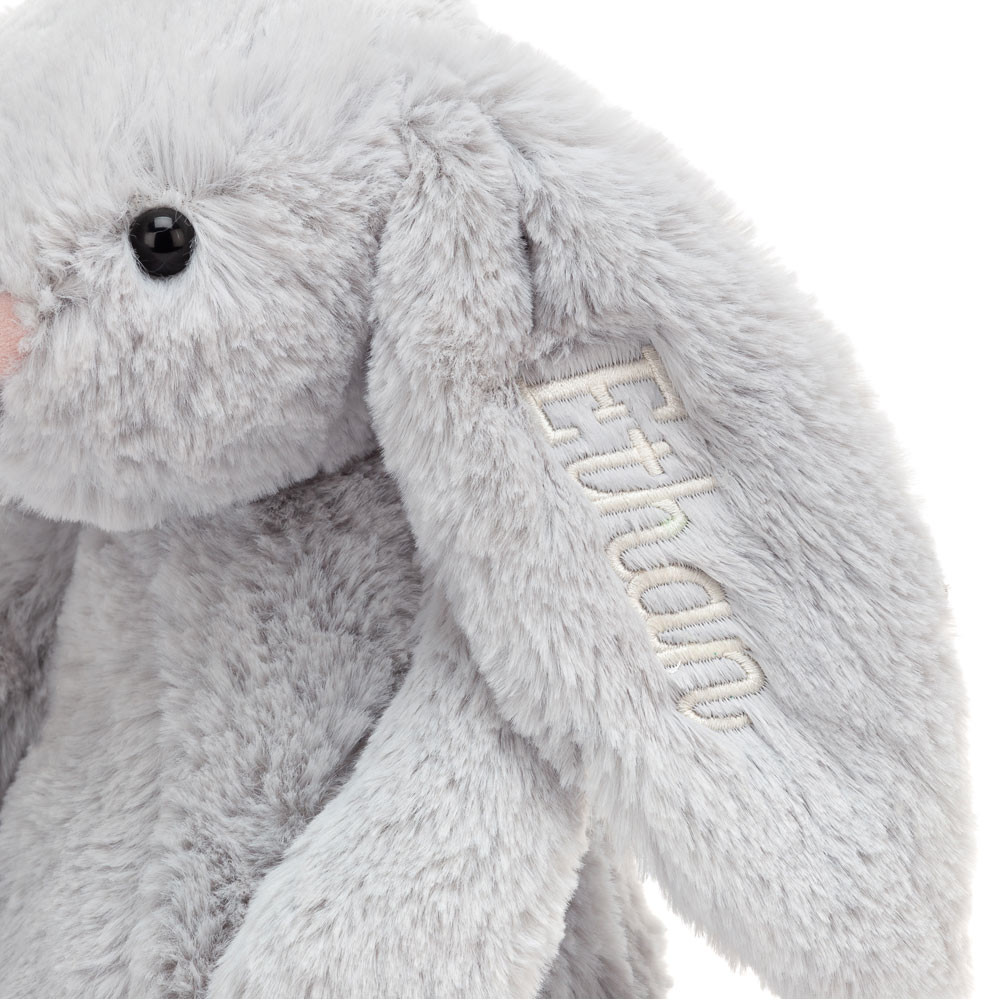 Personalised Bashful Silver Bunny Medium, View 2