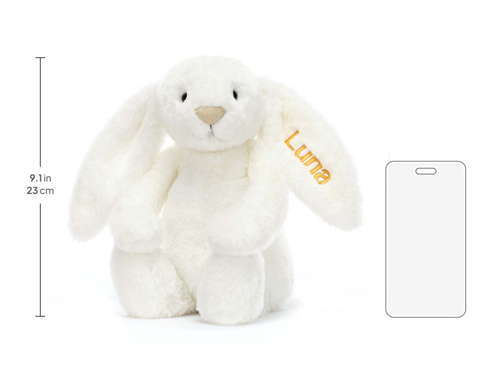 Personalized Bashful Luxe Bunny Luna Medium, size chart