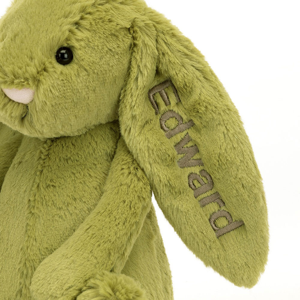 Personalised Bashful Moss Bunny Medium - Official Jellycat