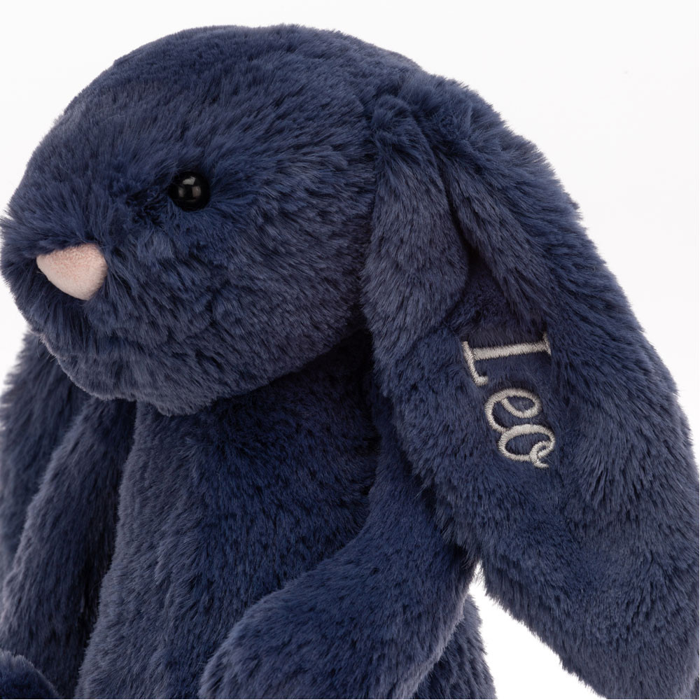 Personalised Bashful Navy Bunny Medium, View 2