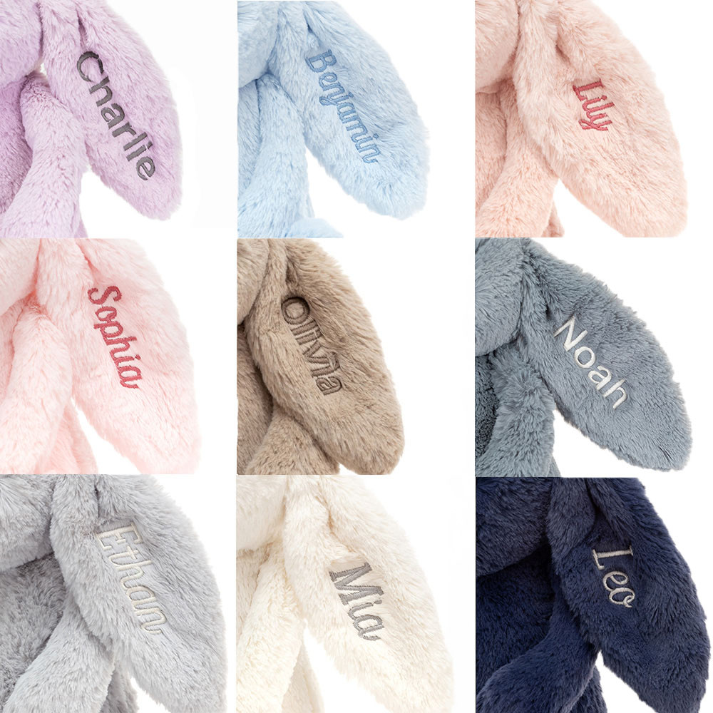 Personalised Bashful Luxe Bunny Rosa Medium, View 7