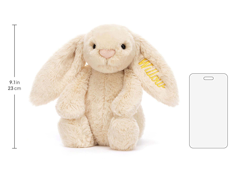 Personalized Bashful Luxe Bunny Willow Medium, size chart