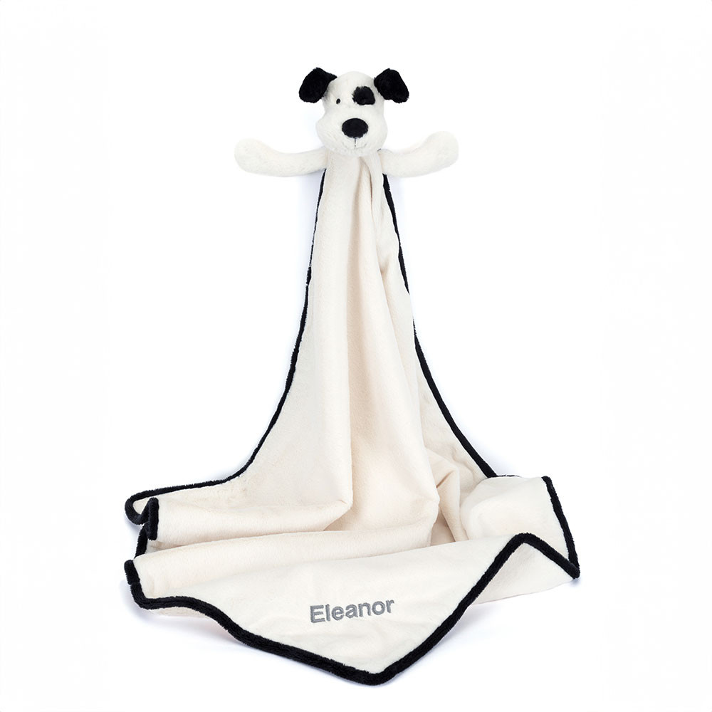 Personalised Bashful Black & Cream Puppy Blankie - Official Jellycat