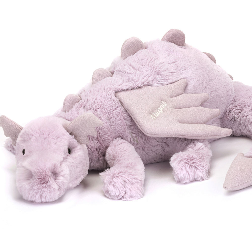 Personalised Lavender Dragon Huge - Official Jellycat