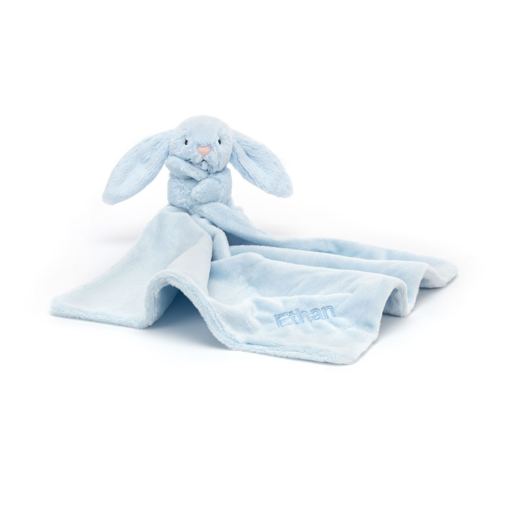 Personalised Bashful Blue Bunny Soother, View 4