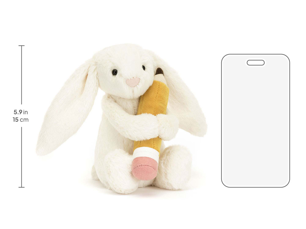 Bashful Bunny with Pencil, size chart