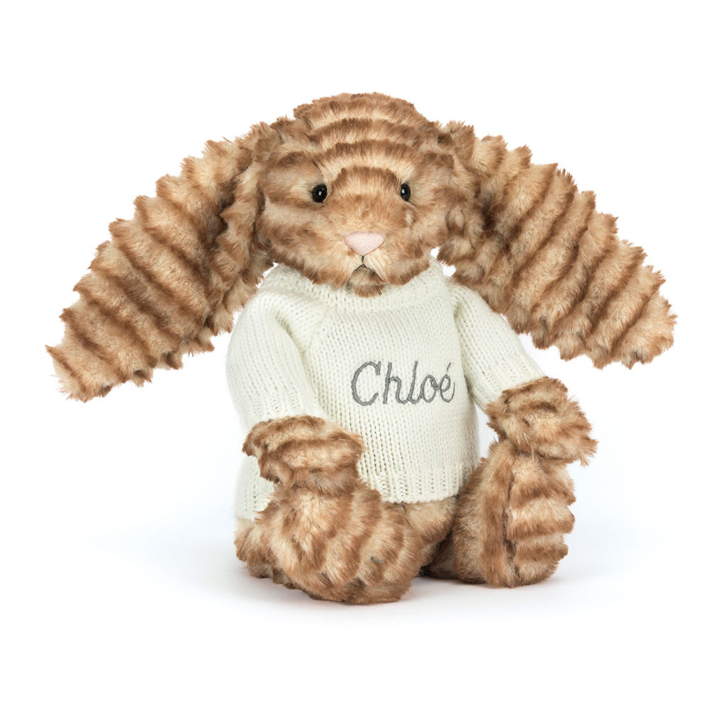 Bashful Luxe Bunny Juniper with Personalised Cream Jumper, Main View