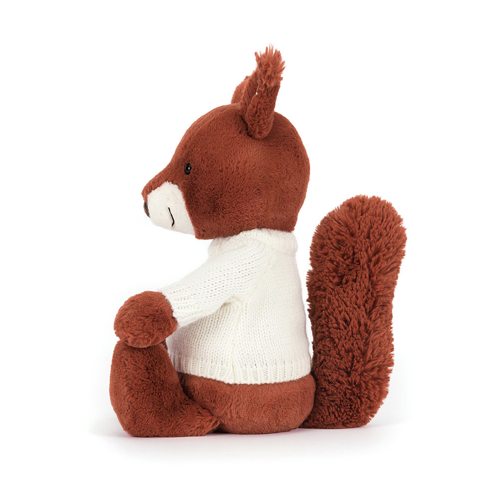 Bashful Squirrel with Personalised Cream Jumper - Official Jellycat