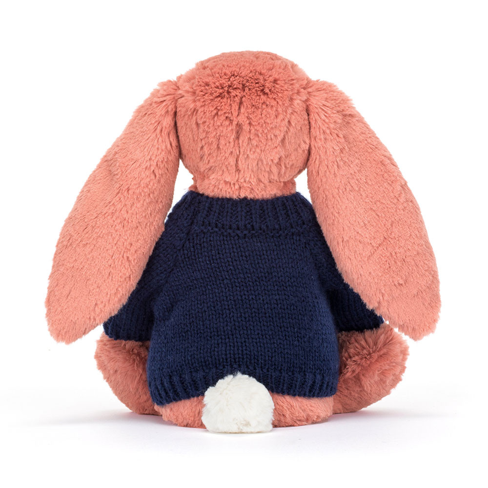 Bashful Sorrel Bunny with Personalised Navy Jumper, View 4