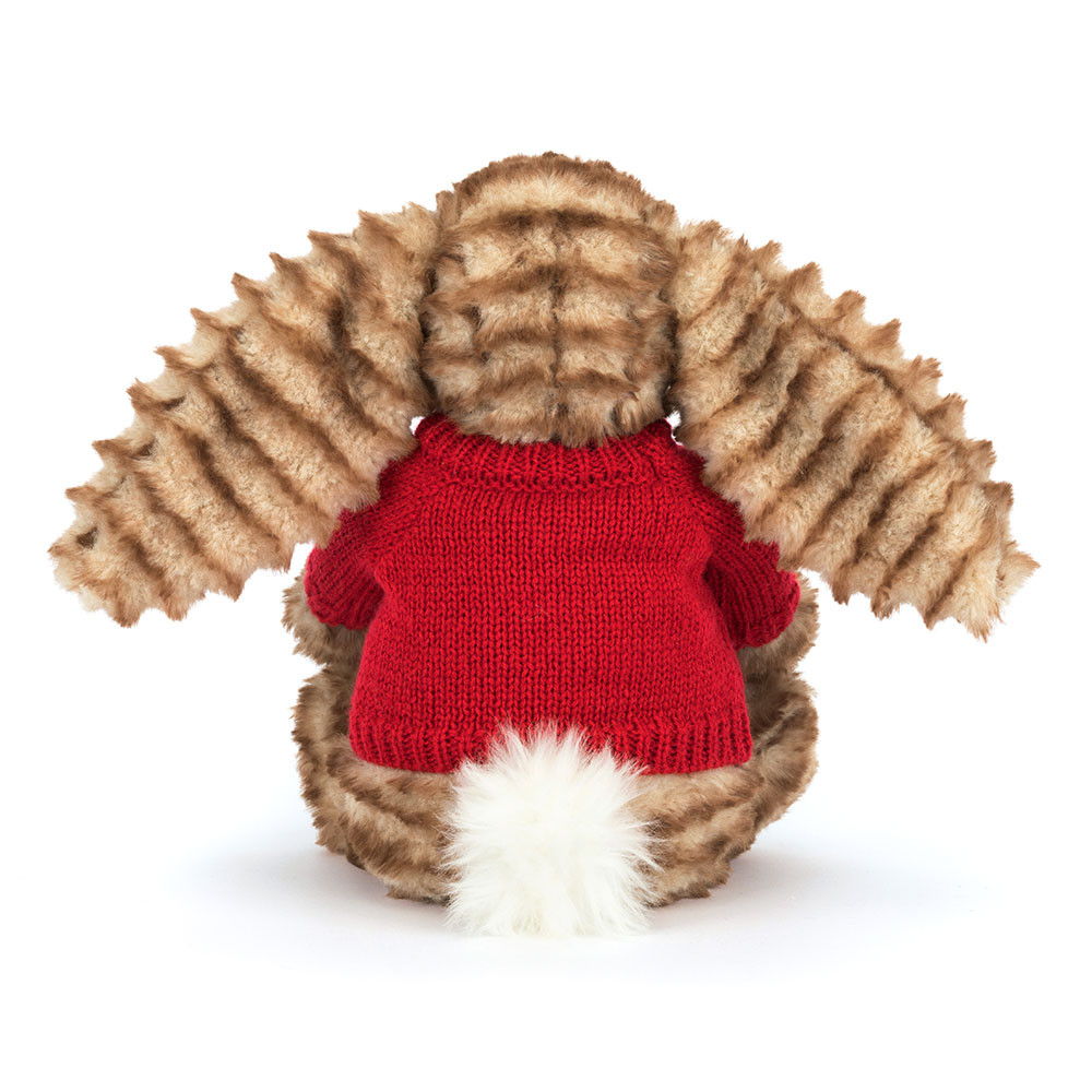 Bashful Luxe Bunny Juniper with Personalised Red Jumper, View 4