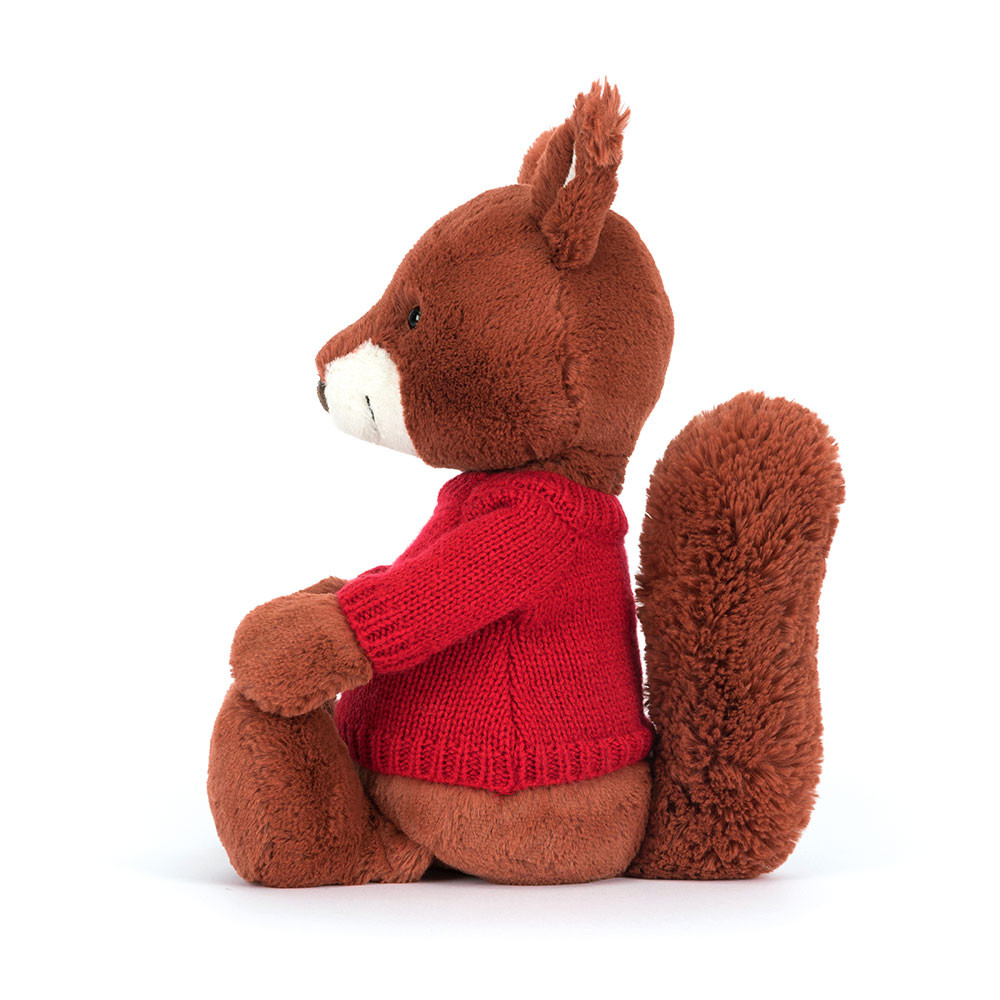 Bashful Squirrel with Personalised Red Jumper - Official Jellycat