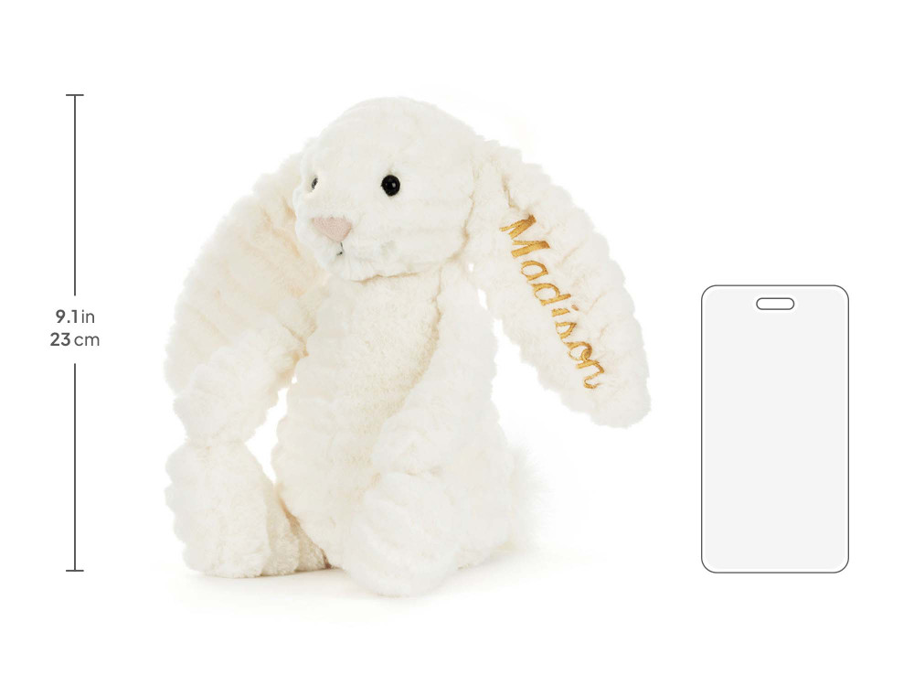 Personalized Bashful Luxe Bunny Nimbus, size chart