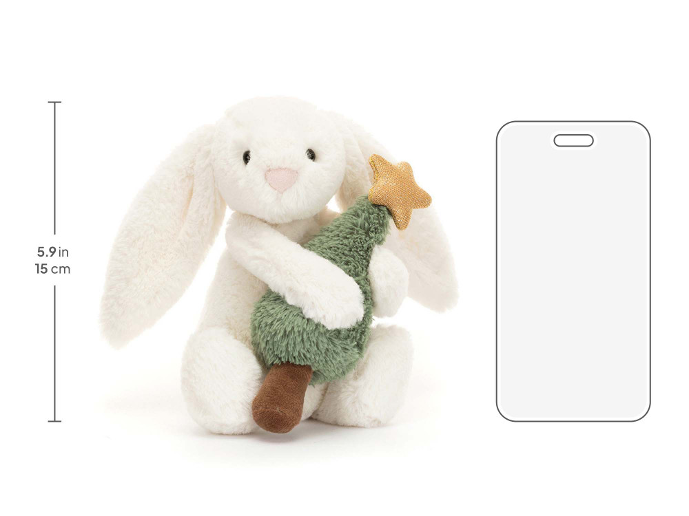 Bashful Bunny with Christmas Tree, size chart