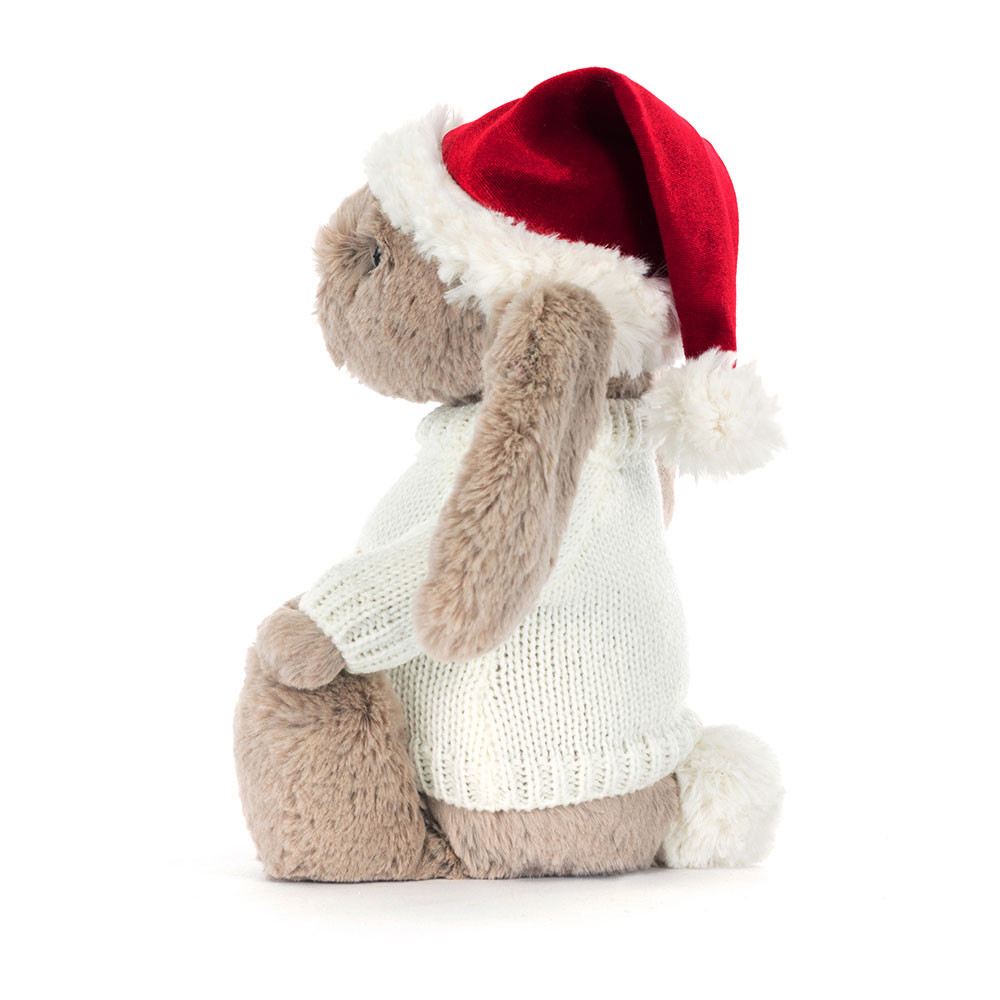Bashful Christmas Bunny with Personalised Cream Jumper - Official