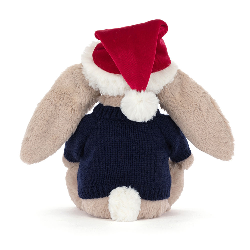 Bashful Christmas Bunny with Personalised Navy Jumper, View 4