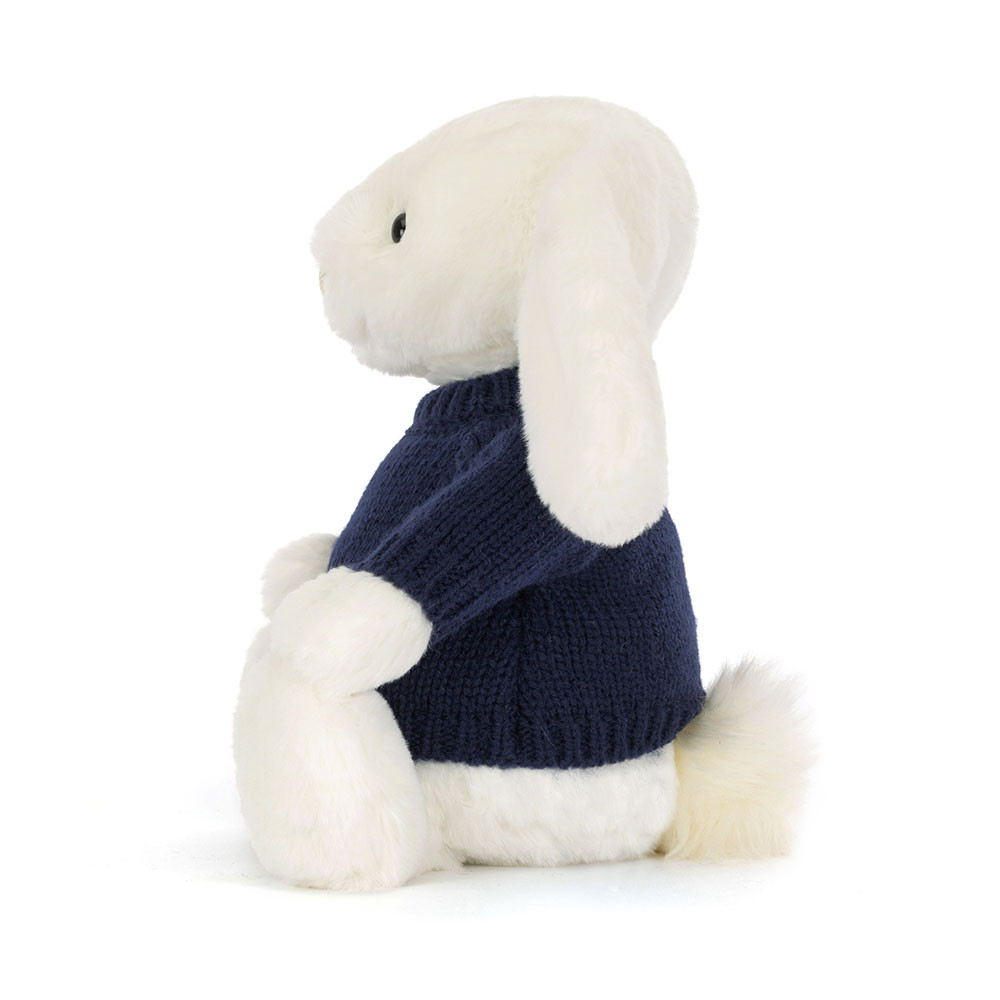 Bashful Luxe Bunny Luna with Personalised Navy Jumper, View 3