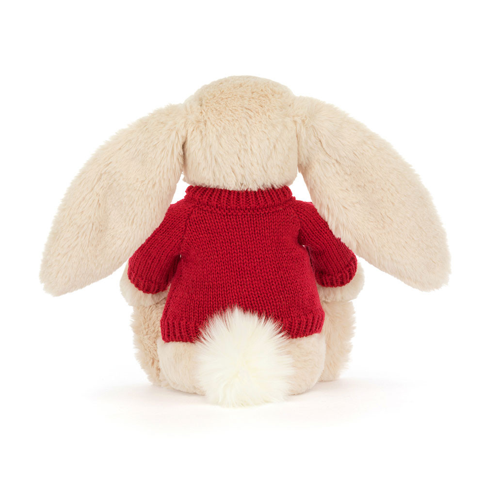 Bashful Luxe Bunny Willow with Personalised Red Jumper, View 4