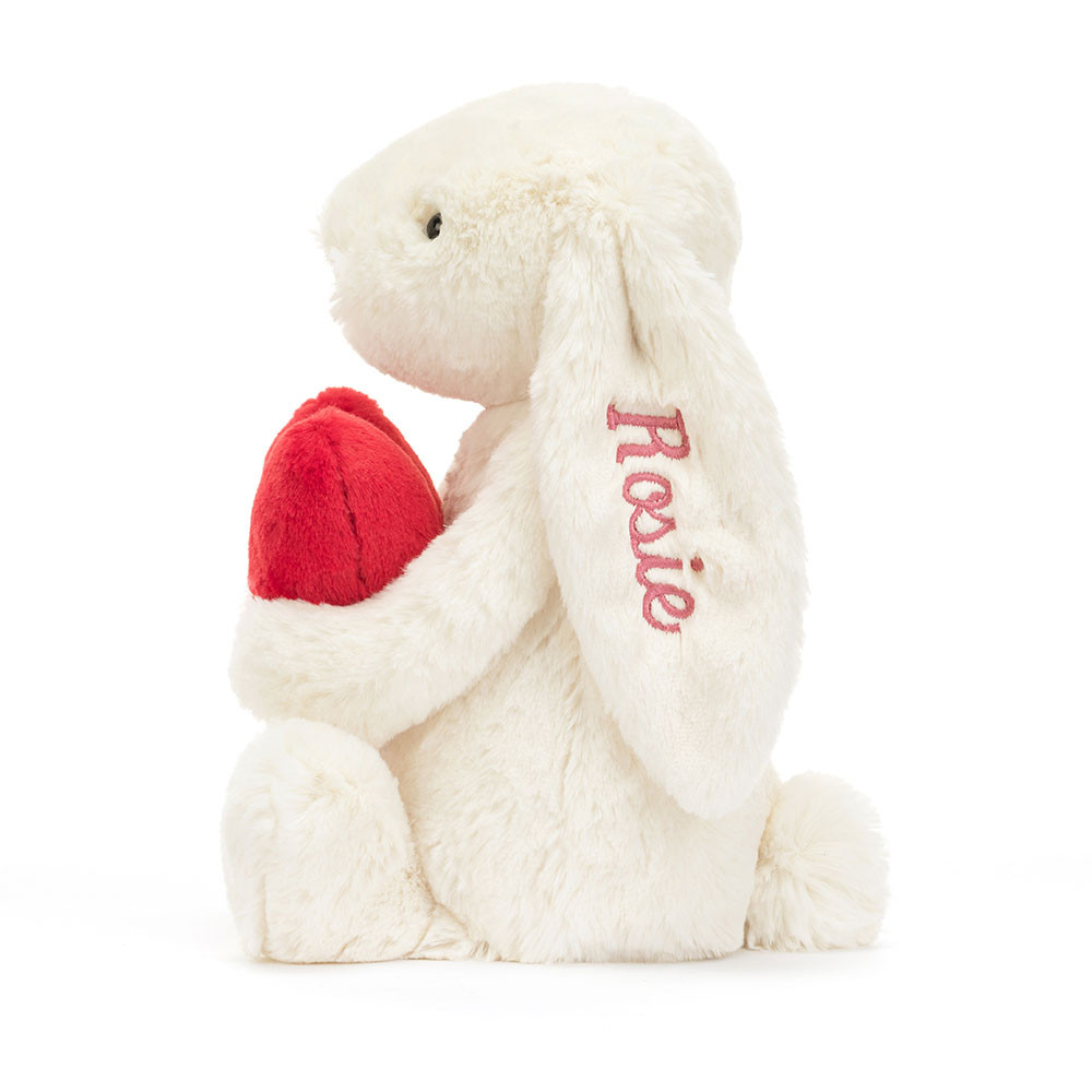 Personalised Bashful Red Love Heart Bunny Medium - Official Jellycat