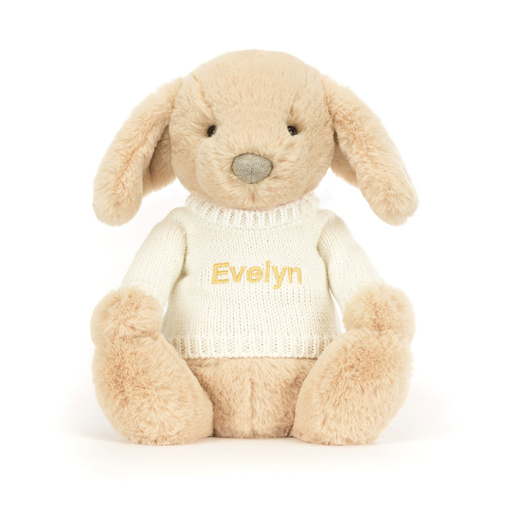 Bashful Luxe Puppy Orlando with Personalised Cream Jumper, View 4