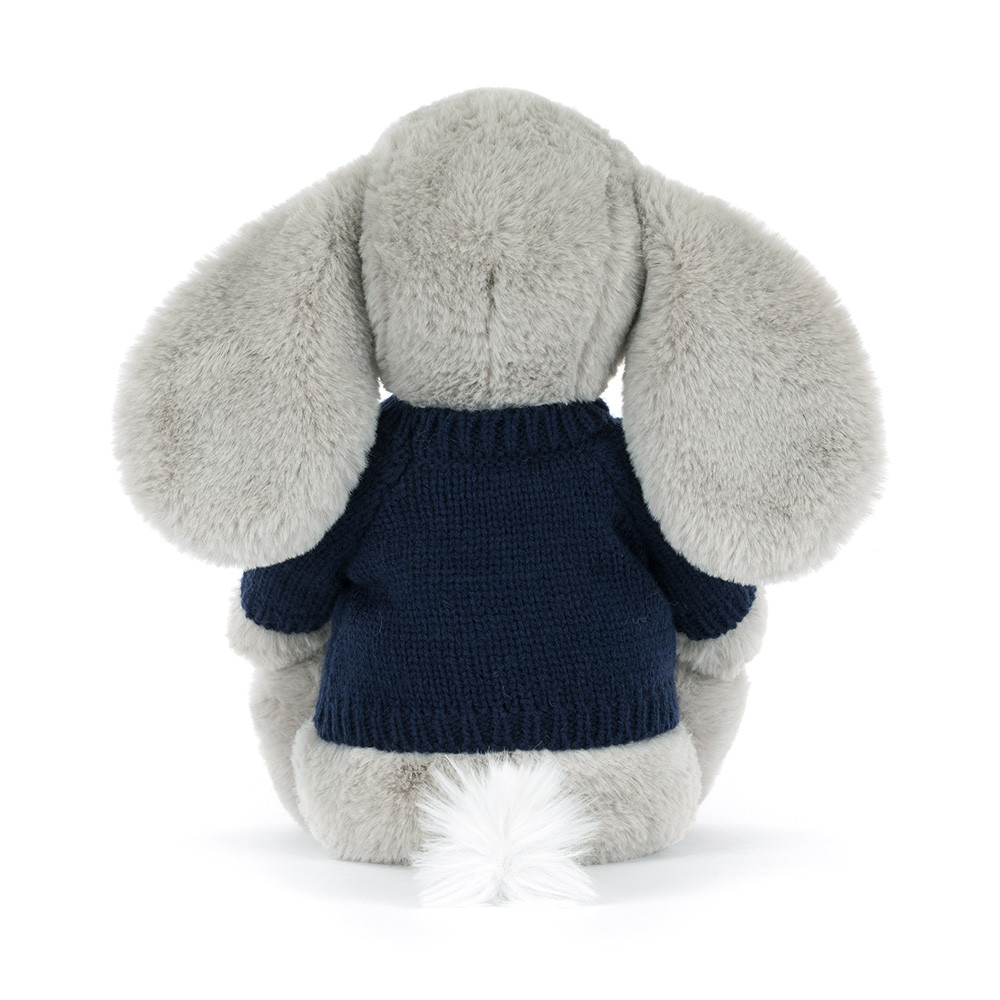 Bashful Luxe Elephant Thuddeus with Personalised Navy Jumper