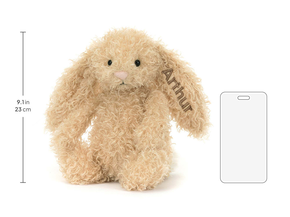 Personalized Bashful Luxe Bunny Curly Original, size chart