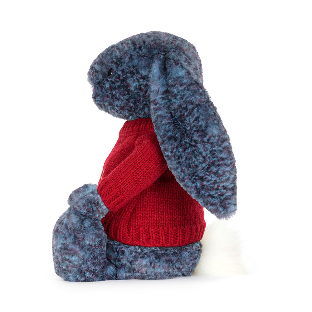 Hopscone Luxe Bunny with Personalised Red Jumper - Official Jellycat