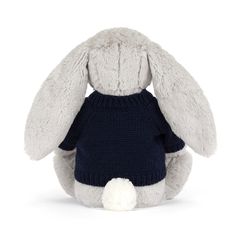 Blossom Silver Bunny 'Bloom' with Personalised Navy Jumper, View 3