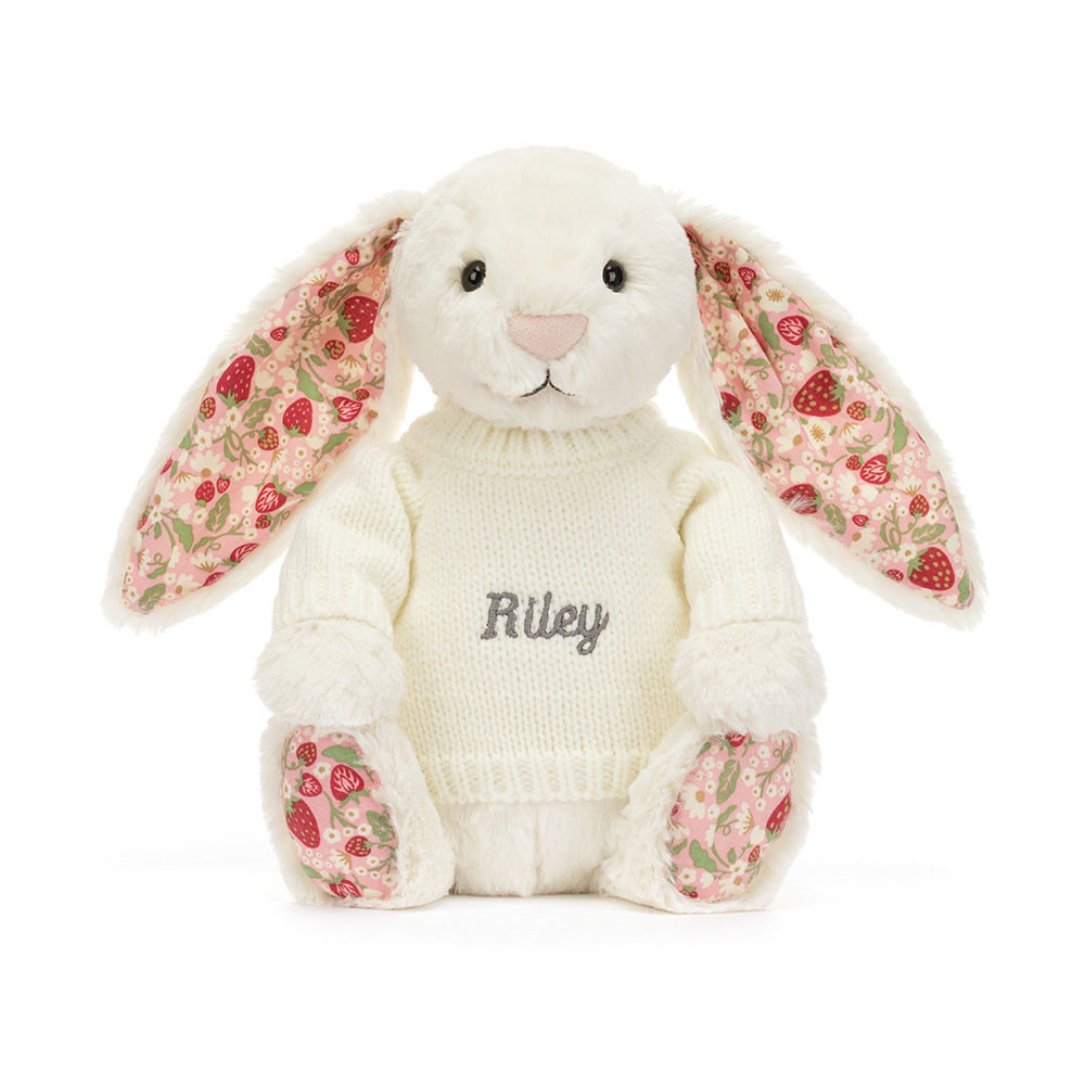 Blossom Cream Bunny 'Berry' with Personalised Cream Jumper, View 4