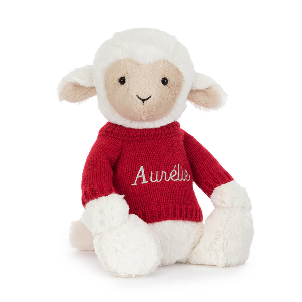 Skipson Lamb with Personalised Red Jumper - Official Jellycat