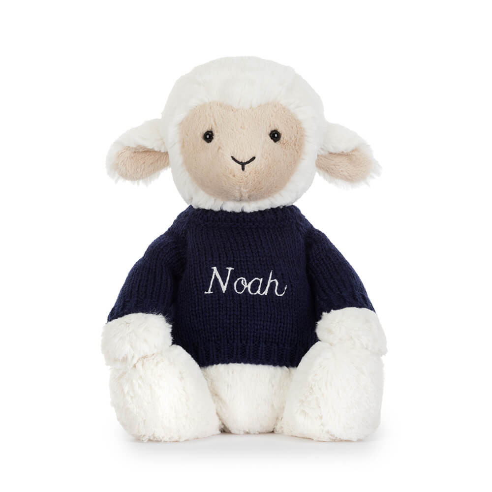 Skipson Lamb with Personalised Navy Jumper - Official Jellycat