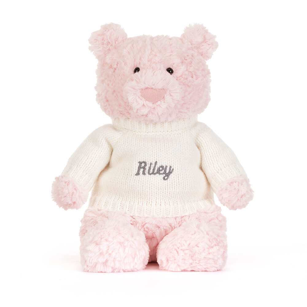 Leola Bear with Personalised Cream Jumper - Official Jellycat
