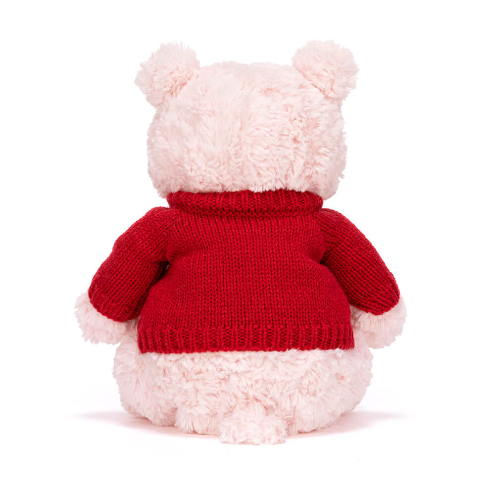 Leola Bear with Personalised Red Jumper - Official Jellycat