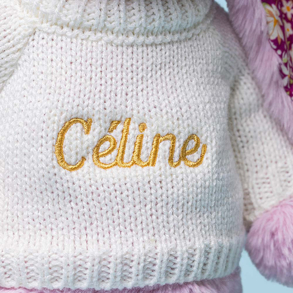 Thistlepop Blossom Luxe Bunny with Personalised Cream Jumper