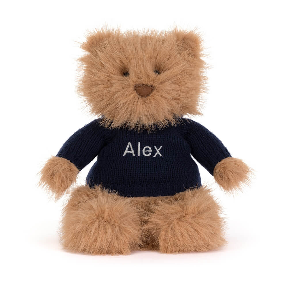 Bartholomew Bear Bouffant with Personalised Navy Jumper - Official